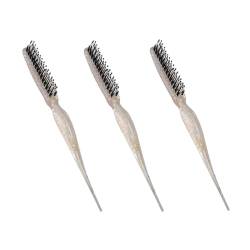 3-teiliges Haar-Styling-Kamm-Set, Haarbürste, Flauschige Haarbürste, Rattenschwanz-Bürstenkämme, 3 Reihen, Nylon-Bürste, Haar-Styling-Bürste für Haarscheitel (Glitzergold) von Brrnoo