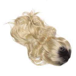 Blonde Perücke mit Schwarzem Farbverlauf, Lange Welle, für Frauen, Mädchen, Cosplay, Party mit Stilvollem, Voluminösem Look, Weicher, Bequemer Passform von Brrnoo