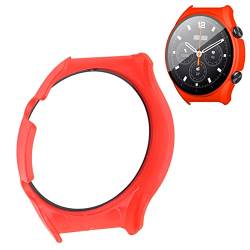 Brrnoo 2-in-1-Uhrenbildschirm-Schutzhülle für Xiaomi S1, Schutzabdeckung, Modisches, Atmungsaktives, Flexibles Band, High-Definition-Uhrenbildschirm-Schutzhülle (Rot) von Brrnoo