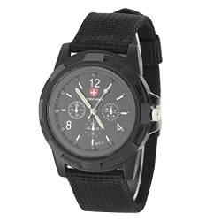 Brrnoo Militär Uhr Armbanduhr Herren, Elektronische Einfache Analoge Armbanduhr, Unisex Erwachsene Analoge Uhr mit Rundem Nylonband Militär Armbanduhr Outdoor Uhr Männer Geschenk(01) von Brrnoo