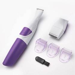 Elektrischer Bikini-Trimmer Damen-Damenrasierer für Damen, 2-in-1-Frauen-Haarschneider Körperhaar-Trimmer Bikini-Beine Schamhaar-Bikini-Trimmer mit 3 Kammführungen und von Brrnoo