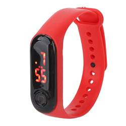 Kinderuhr, Digitaluhren für Kinder, Jungen, Mädchen, Elektronische Mini Kinderuhr, Rote LED, Einfache Elektronische Sportuhr für Studenten mit Silikon-Uhrenarmband(Rot) von Brrnoo