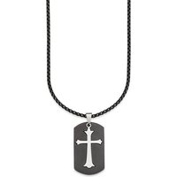 Bruno Banani Kette mit Anhänger Schmuck Geschenk, Halskette Kreuz Venezianerkette Silber Schwarz von Bruno Banani