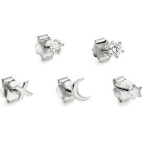 Bruno Banani Ohrstecker-Set Mulitpack Schmuck Geschenk Silber 925 Ohrschmuckset Stern Mond Kreuz (Set, 5-tlg), mit Zirkonia (synth) von Bruno Banani