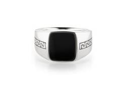 Fingerring BRUNO BANANI "Schmuck Geschenk Silber 925 Herrenring Siegelring Mäander Onyx" Fingerringe Gr. 66, Silber 925 (Sterlingsilber), 14,2 mm, silberfarben (silberfarben, schwarz, schwarz) Herren Fingerringe von Bruno Banani