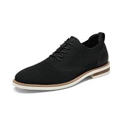 Bruno Marc Herren Anzugschuhe Atmungsaktiv Gestrickter Stoff Derby Sommer Schnürschuhe Formale Moderne Klassische SCHWARZ SBOX2320M-E Größe 46 (EUR) von Bruno Marc