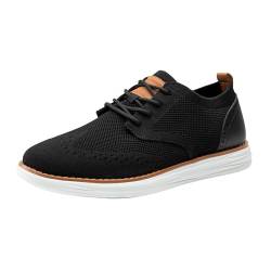 Bruno Marc Herren Anzugschuhe CoolFlex Craft Atmungsaktiv Gestrickter Stoff Schnürhalbschuhe Sommer Casual lässige Moderne Klassische Schuhe,Size 44,SCHWARZ,SBOX2406M von Bruno Marc