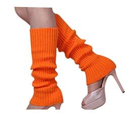 Brussels 08 warme Damen-Beinstulpen, gestrickt, gehäkelt, lange Socken, lockerer Stil, ohne Füße, Orange von Brussels