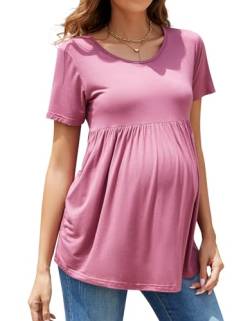 Brynmama Damen Umstandsmode Tops Kurzarm Schwangerschaft T-Shirt Babydoll Umstandsshirt Sommer Casual Umstandstops von Brynmama