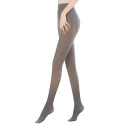 Bseical Thermo Strumpfhose Damen,Strumpfhosen Damen Winter,Warm in Strumpfhose,Thermo Leggings Damen Hautfarben,Strumpfhose Fleece,Fake Translucent Nude Tights Fleece (220g, Grau-B) von Bseical