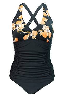 Bslingerie® Damen Basic Bademode Übergröße Halfter einteiliger Badeanzüge Monokini (XL, Blumen) von Bslingerie