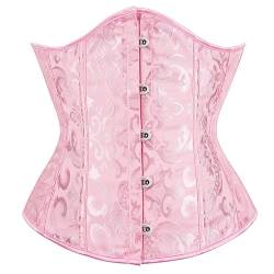 Bslingerie® Damen-Korsett, Vintage-Blumenmuster, Brokat, Satin, Unterbrustkorsett, Rosa, Brocade, 36 von Bslingerie