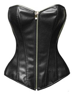 Bslingerie® Damen Schwarz Kunstleder Bustier Korsett Corsage (Schwarz Leder, S) von Bslingerie