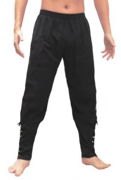 Bslingerie® Herren Mittelalterliche Renaissance-Hose mit elastischer Taille (Schwarz, M) von Bslingerie