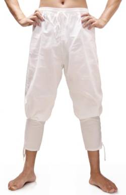 Bslingerie® Herren Mittelalterliche Renaissance-Hose mit elastischer Taille (Weiß, XL) von Bslingerie