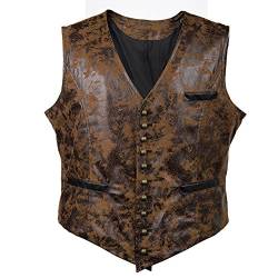 Bslingerie® Herren Steampunk Gothic Faux Leather Kostüm Korsett Weste (M, Braun) von Bslingerie