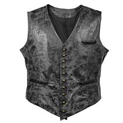 Bslingerie® Herren Steampunk Gothic Faux Leather Kostüm Weste (XL, Schwarz Weste) von Bslingerie