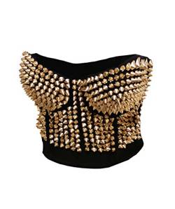 Bslingerie® Madonna Style Metallic Studs Bustier BH Korsett Top, Gold, X-Large von Bslingerie