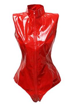 Bslingerie® Sexy Damen Schwarz PVC Teddy Dessous (M - EU 36, Rot PVC) von Bslingerie