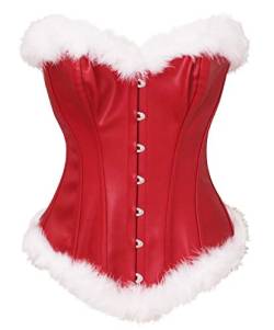 Bslingerie® Sexy Weihnachten Mrs. Claus Kostüm Bustier Korsett Top, Rotes Leder, XX-Large von Bslingerie