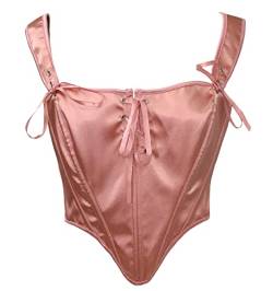 Bslingerie Satin-Korsett, Schnürung, bauchfreies Top, Clubwear, rose, 36 von Bslingerie