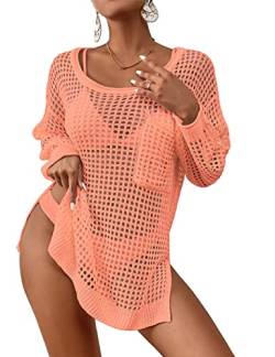 Bsubseach Crochet Schwimmen Cover Up für Frauen Badeanzug Cover Up Gestrickt Crop Top Strand Outfits Koralle von Bsubseach