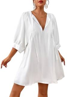 Bsubseach Damen Badeanzug Coverups Strand Kleider Sexy Poolabdeckung Oben für Bademode Resort Outfit Weiß XL von Bsubseach