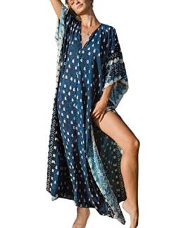 Bsubseach Damen Plus Size Kaftan Maxi Kleid Sommer Print Strand Strandkleid Kleid Caftan Robe von Bsubseach