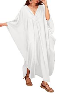 Bsubseach Damen Weiß Kaftan Kleid Batwing Sleeve Plus Size Strandkleid Maxi Caftan Kleider von Bsubseach