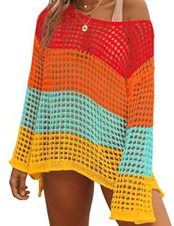 Bsubseach Frauen Badeanzug Cover Up Sexy Crochet Top für Strand Bademode Cover Ups Multicolor von Bsubseach