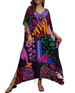 Bsubseach Kaftan Kleider für Frauen Plus Badeanzug Cover Up Kaftan Loungewear Kleid Resort Wear Bunte Punkte von Bsubseach