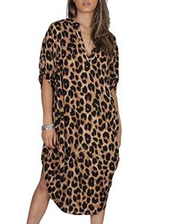 Bsubseach Leopard Kaftan Kleider für Frauen Plus Größe Badeanzug Cover Ups Casual Kaftan Kleid Strand Coverup von Bsubseach