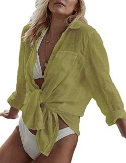 Bsubseach Long Sleeve Beach Shirt Blusen Damen Turn Down Kragen Bikini Strandponcho Bademode Ginger von Bsubseach