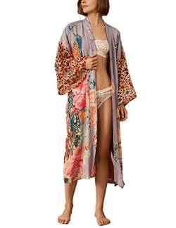 Bsubseach Plus Größe Sommer Badeanzug Cover Up für Frauen Kimono Strickjacke Lange Badeanzug Coverup Peacock Print von Bsubseach