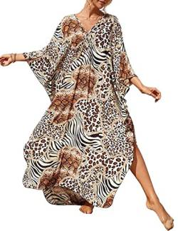 Bsubseach Plus Size Kaftan Kleider für Frauen Badeanzug Cover Up Kaftan Long Beach Coverup Zebra Flecken von Bsubseach