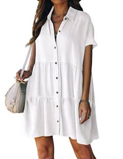 Bsubseach Strand Coverups für Frauen Button Down Kleid Badeanzug Cover Up Resort Freizeitkleidung Urlaubs Outfit Weiß XL von Bsubseach