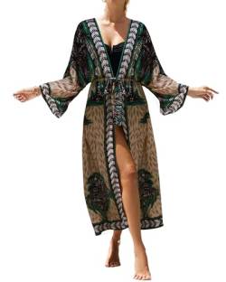 Bsubseach Womens Kimonos für Sommer Boho Strickjacke Schwimmen Coverup Plus Größe Strand Robe Sexy Cover Up Beige von Bsubseach