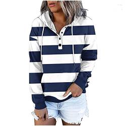 Btlankou Damen Übergroße Sweatshirt Hoodie Damen Oversize Mit Kapuze Gestreift Hoodie Sweatshirts Kapuze Bluse Tops Drucken Pullover Hoodie Sport Jogging Sport Style von Btlankou