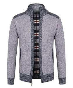 Btmpmcs Herren Strickjacke Cardigan Pullover mit Stehkragen und Reißverschluss Winter Fleece-gefüttert Warm Dicker Strickpullover Übergangsjacke Winterjacke von Btmpmcs