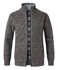 Btmpmcs Herren Strickjacke Cardigan Pullover mit Stehkragen und Reißverschluss Winter Fleece-gefüttert Warm Dicker Strickpullover Übergangsjacke Winterjacke… von Btmpmcs