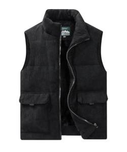 Btmpmcs Herren Winter Fleece Angeln Weste Outdoor Body Warmer Ärmellos Jacke Leichte Winddicht Arbeit Gepolsterte Weste Fotografie Oberbekleidung mit Multi Taschen, A-schwarz, L von Btmpmcs