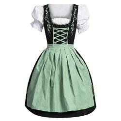 Btruely Dirndl Damen midi Trachtenkleid Damen Trachtenrock Trachtenmode Kleid Dirndlbluse für Oktoberfest (Grün, XXL) von Btruely