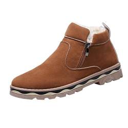 Btruely Stiefeletten Herren Männer Knöchel Schneestiefel Männer Freizeitschuhe Hoch oben Schuhe Junge Wanderstiefel Schuhe Plüsch Outdoor Arbeitsschuhe (42, Braun) von Btruely