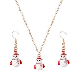 Btruely ene Halskette Weihnachten Schmuck Ohrringe Halskette für Frauen Mädchen Weihnachtsbaum Schneemann Santa Rentier Ohrring Halsketten für Damen Kurze Halskette Damen (AW, One Size) von Btruely