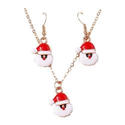 Btruely ene Halskette Weihnachten Schmuck Ohrringe Halskette für Frauen Mädchen Weihnachtsbaum Schneemann Santa Rentier Ohrring Halsketten für Damen Kurze Halskette Damen (AY, One Size) von Btruely