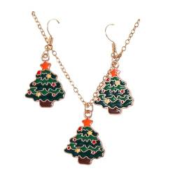 ene Halskette Weihnachten Schmuck Ohrringe Halskette für Frauen Mädchen Weihnachtsbaum Schneemann Santa Rentier Ohrring Halsketten für Damen Kurze Halskette Damen (BB, One Size) von Btruely