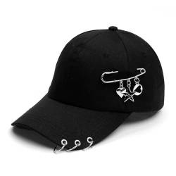 Y2k Hüte Kreative Piercing Ring Baseball Cap Punk Hip Hop Caps Baumwolle Solid Einstellbare Unisex Caps Frauen Kpop Hüte von BuNiq