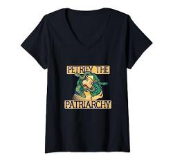 Petrify the Patriarchy Medusa feministische T-Shirt mit V-Ausschnitt von BubbSnugg