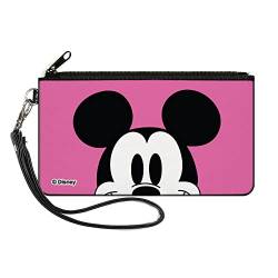 Buckle-Down Disney Geldbörse, Zip Clutch, Mickey Mouse Face Character Close Up Pink, Canvas, Pink, 8" x 5", Casual von Buckle-Down