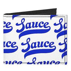 Buckle-Down Geldbörse, Bifold, Sauce Baseball Script Weiß Blau, Leinwand, 4.0" x 3.5", Casual von Buckle-Down